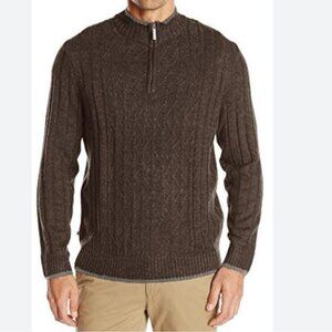 Geoffrey Beene Brown Quarter Zip Pullover Sweater